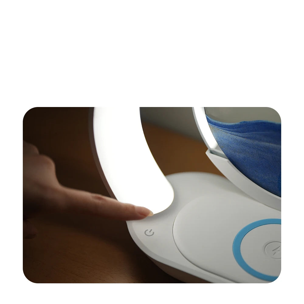 Modern LED Desk Lamp with Sand Painting Effect Rechargeable Night Light for Relaxing Mood ABS Material for Living Room