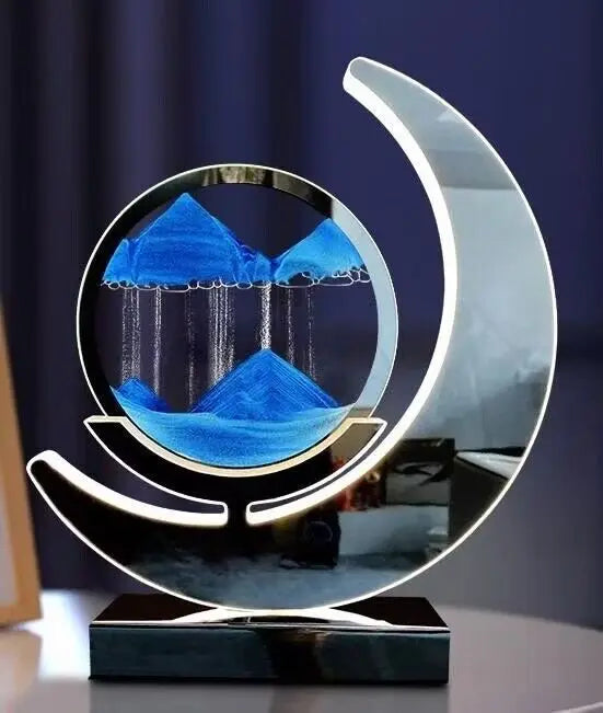 Creative Home Decoration Hourglass 3D Dynamic Fluid Move Sand Scenes Landscape Sandscape Art Picture Sun Moon Desk Light Lamp