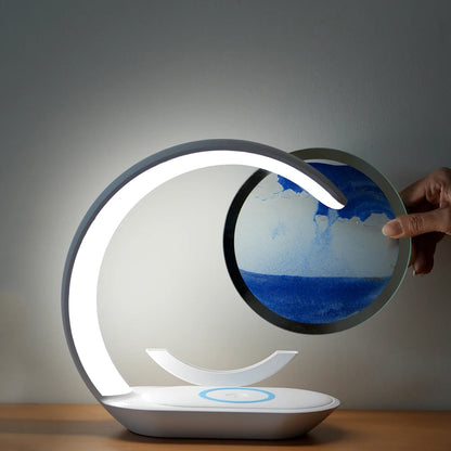 Modern LED Desk Lamp with Sand Painting Effect Rechargeable Night Light for Relaxing Mood ABS Material for Living Room
