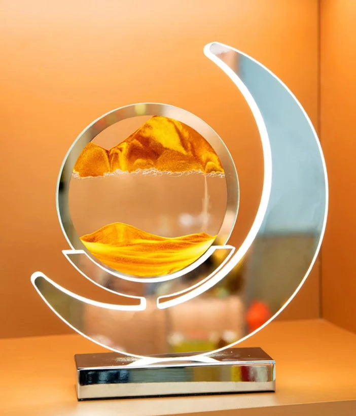 Creative Home Decoration Hourglass 3D Dynamic Fluid Move Sand Scenes Landscape Sandscape Art Picture Sun Moon Desk Light Lamp