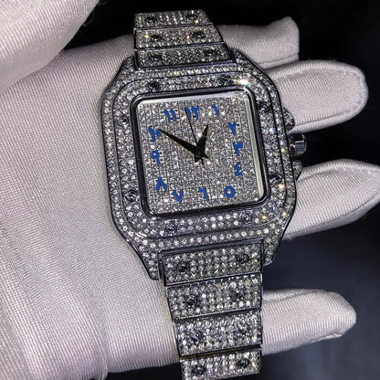2025 Men'S Fashion Hip Hop Quartz Diamond Watch Iced Out Square Rapper Style
