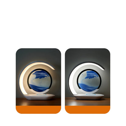 Modern LED Desk Lamp with Sand Painting Effect Rechargeable Night Light for Relaxing Mood ABS Material for Living Room