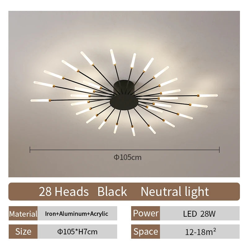 Living Room Light Led Ceiling Lamp Modern Indoor Lighting Acrylic Nordic Creative Fireworks Bedroom Fixture Home Decor Kids Room