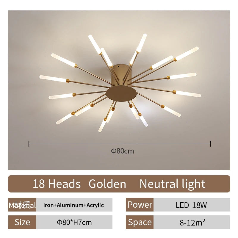 Living Room Light Led Ceiling Lamp Modern Indoor Lighting Acrylic Nordic Creative Fireworks Bedroom Fixture Home Decor Kids Room