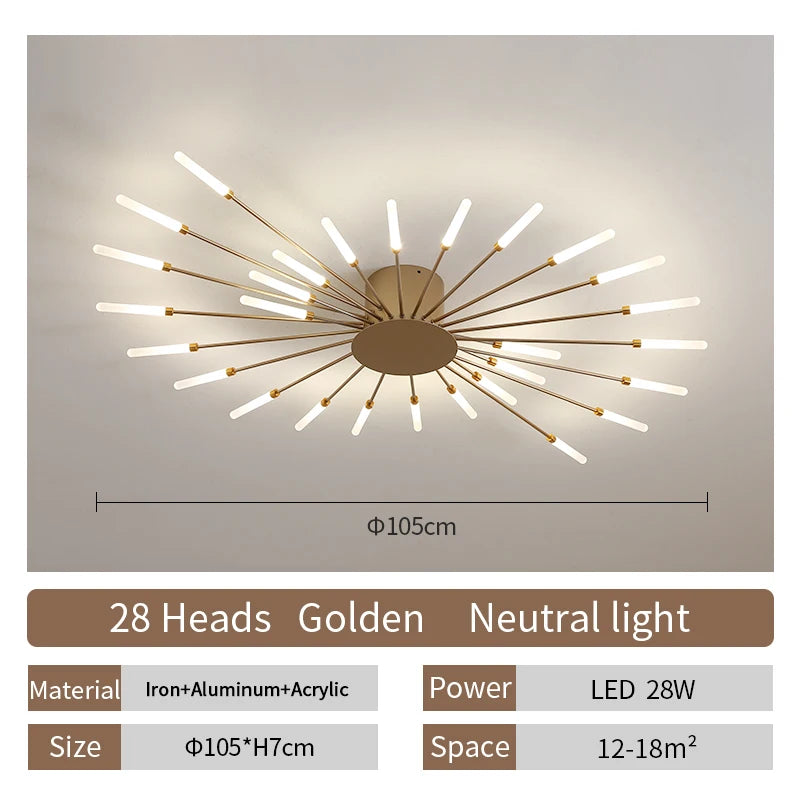 Living Room Light Led Ceiling Lamp Modern Indoor Lighting Acrylic Nordic Creative Fireworks Bedroom Fixture Home Decor Kids Room